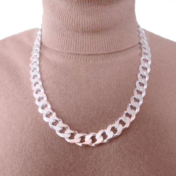 15mm Thick Sterling Silver Chain Unisex Necklace Real 925 Silver ITALY, 24 inch - Picture 3 of 6